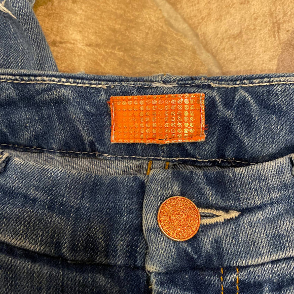 MOTHER Denim High Waisted Looker Jeans, Distressed Ripped Light Blue Wash, 25 - Picture 7 of 10